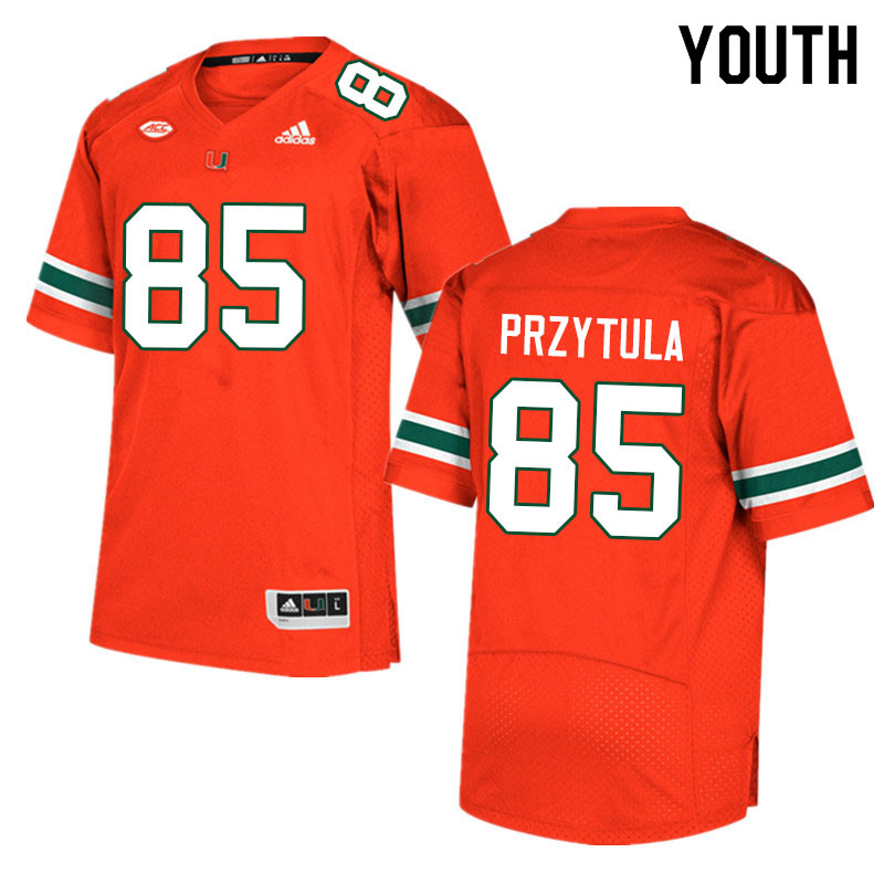Youth #85 Sebastian Przytula Miami Hurricanes College Football Jerseys Sale-Orange